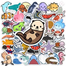 10/25/50Pcs Kawaii Marine Animal Stickers For Child Cute Cartoon Jellyfish Shark