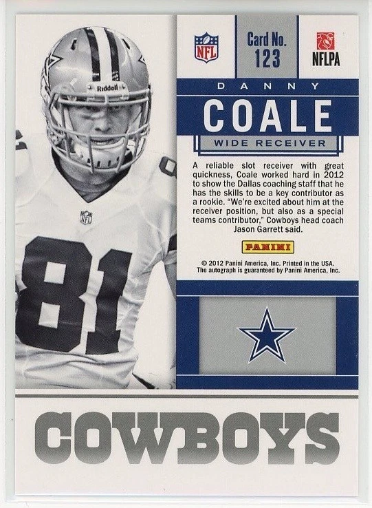 2012 Contenders #123b Danny Coale Autograph RC Dallas Cowboys - Image 2 of 2
