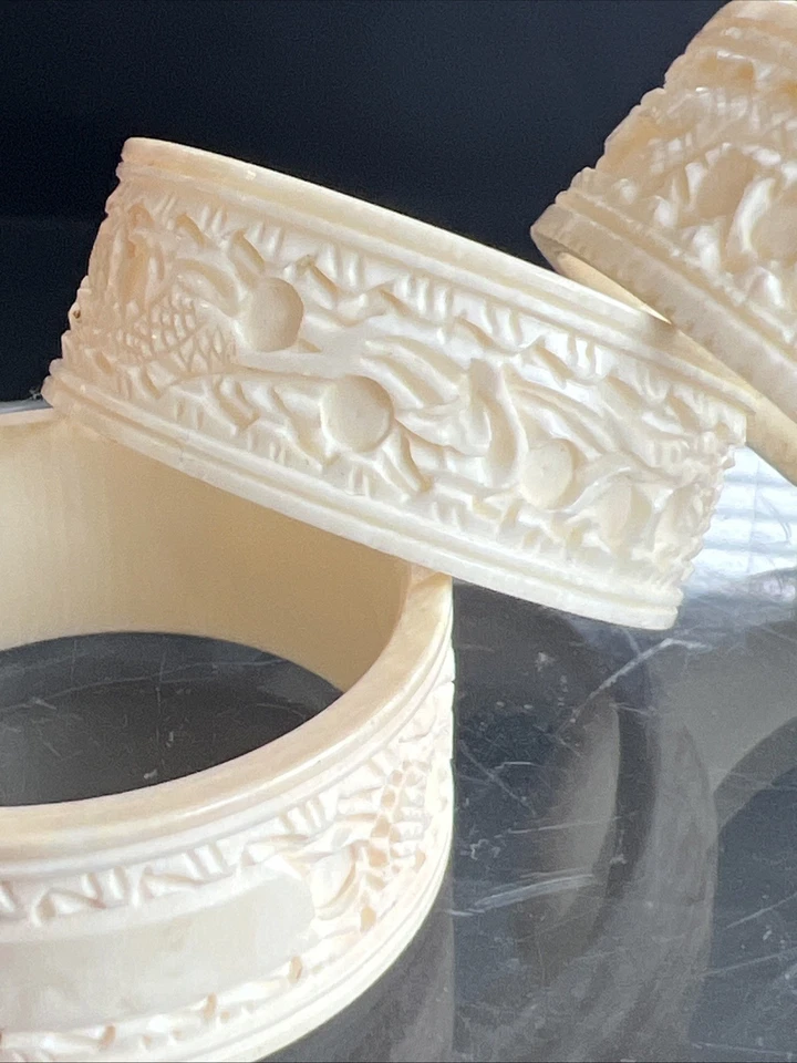 4 servilleteros chinos vintage tallados a mano diseño dragón Foto 4 de 4