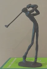 VINTAGE BRONZE GOLFER SCULPTURE - GIACOMETTI 9" BRUTALIST GOLF STATUE