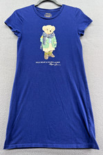 Polo Ralph Lauren Dress Girls Size L Polo Bear Blue Short Sleeves Crew Neck