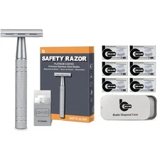 BULIMICA Matte Silver Safety Razor Kit, Includes 1 with 