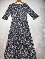 Ana Maxi Dress Medium Ditzy Floral Gauzy Smocked Navy Blue Cottagecore Prairie
