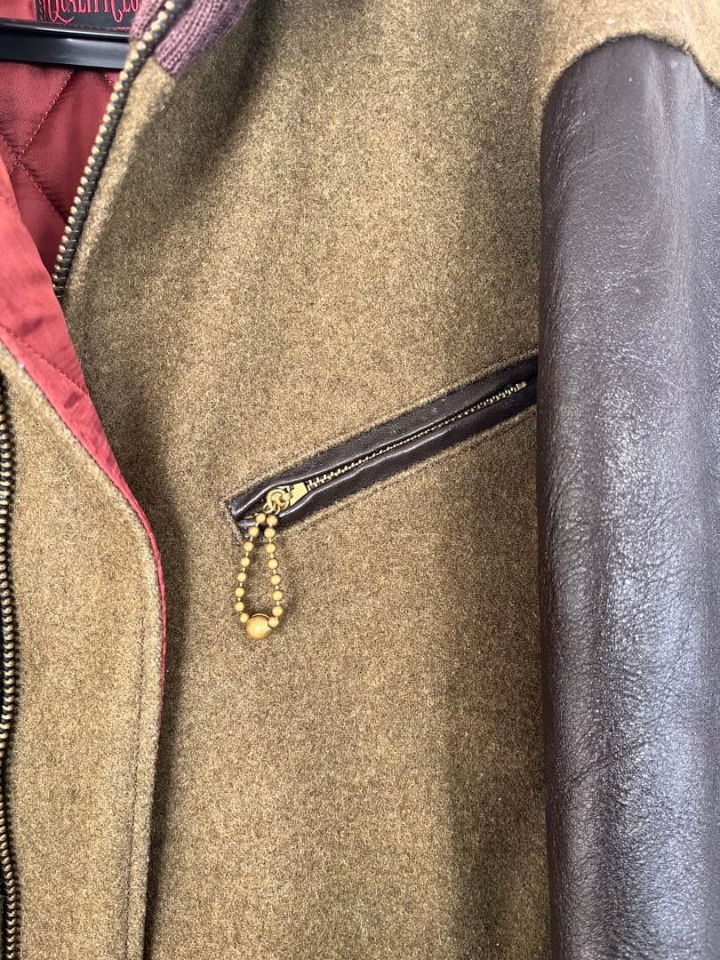 Buzz Rickson's Wool Leather Jacket Olive/Brown si… - image 3