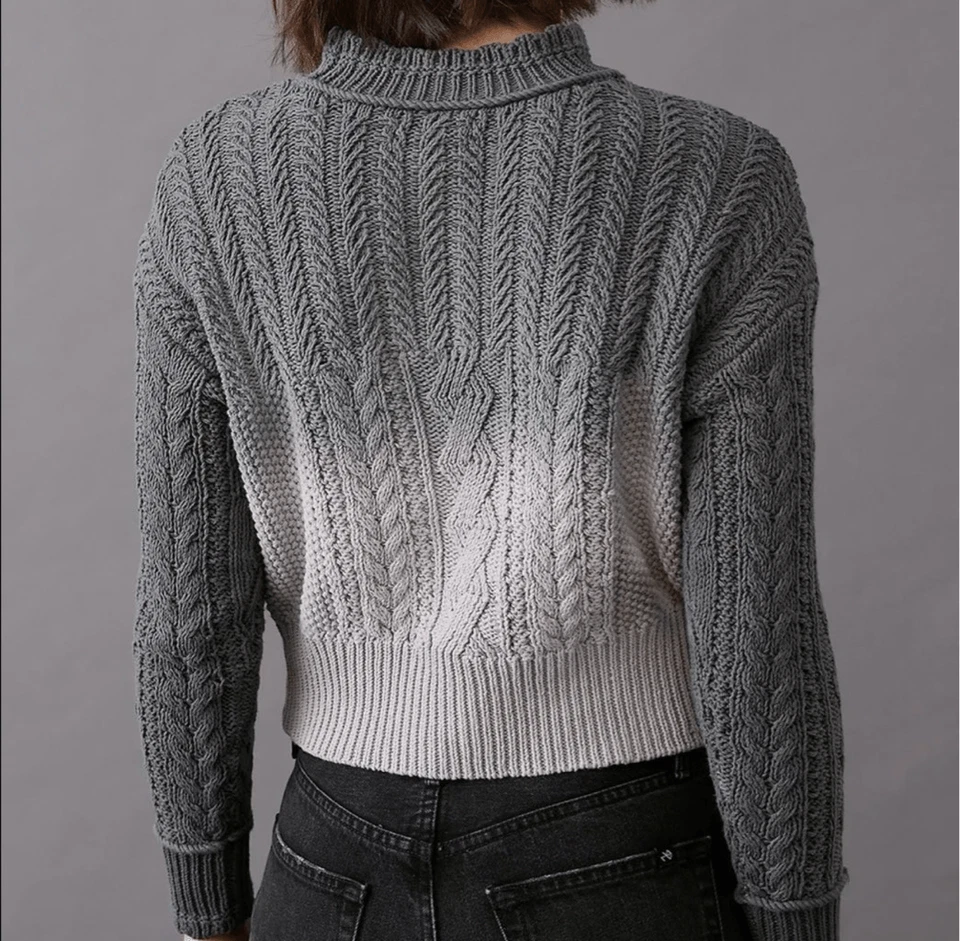 Suéter Pullover Anthropologie Dip-Dye Marci Algodón Gris Tejido por Cable Talla XS Foto 2 de 4