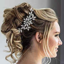 Unicra Bride Crystal Wedding Hair Comb Silver Bridal Side Comb Rhinestone Hair A