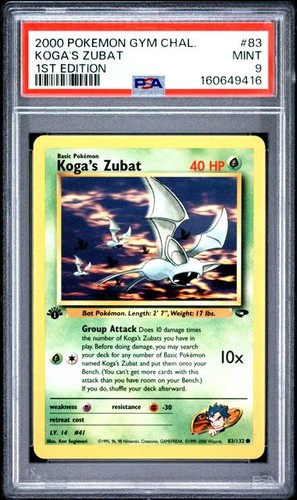 Koga's Zubat (1st Edition) graded PSA 9 for sale on eBay
