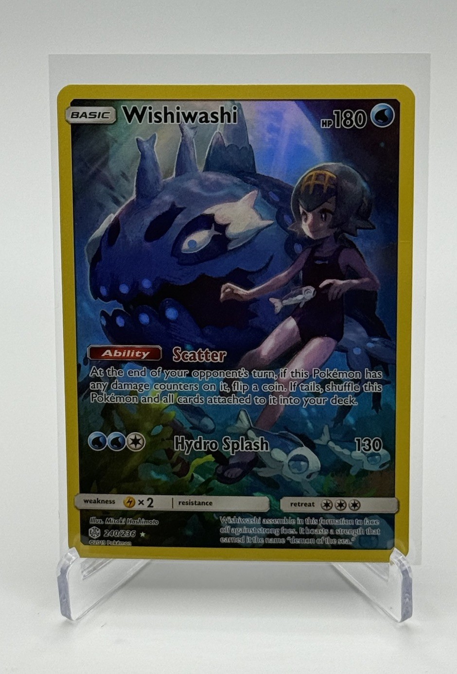 Pokemon TCG Wishiwashi 240/236 SECRET RARE, Cosmic Eclipse Full Art Holo, NM