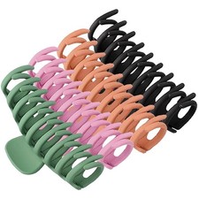 Large Nonslip Matte Hair Claw Clips 4.33" 4 Pack Black, Pink, Khaki, Green