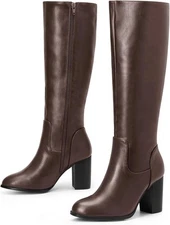 Perphy Tall Boot Chunky Block Heels Knee High Boots for Women 