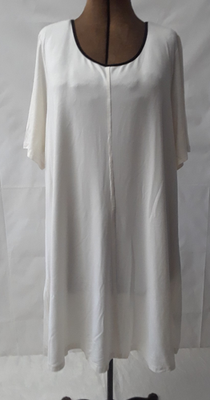 #ad #ad KLEEN Women X Large White Viscose Short Sleeve Tunic Top Black Trim NWT $22.00