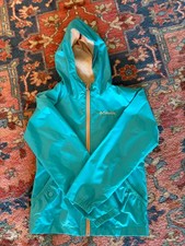 Columbia Girls mesh lined Jacket Medium 10/12 Pink Hooded Rain Shell
