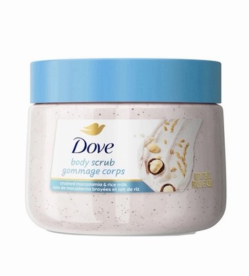 Dove Exfoliating Body Scrub for Women Macadamia Rice Milk, 15 oz, NEW