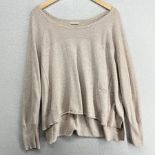 EILEEN FISHER Sweater XL Organic Cotton Boxy Scoop Neck Pullover Beige