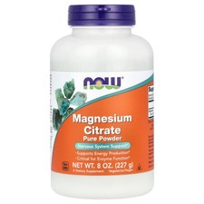 Now Foods Magnesium Citrate Pure Powder 8 oz 227 g GMP Quality Assured, Kosher,