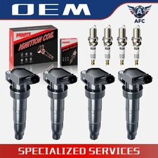 4 Ignition Coils Pack UF611 and Iridium Spark Plug For 2008-2014 Hyundai Sonata