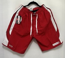 New TYR Guard Aerotrunk Shorts Mens M Red Beach Lined Swim UPF 50 Shorts