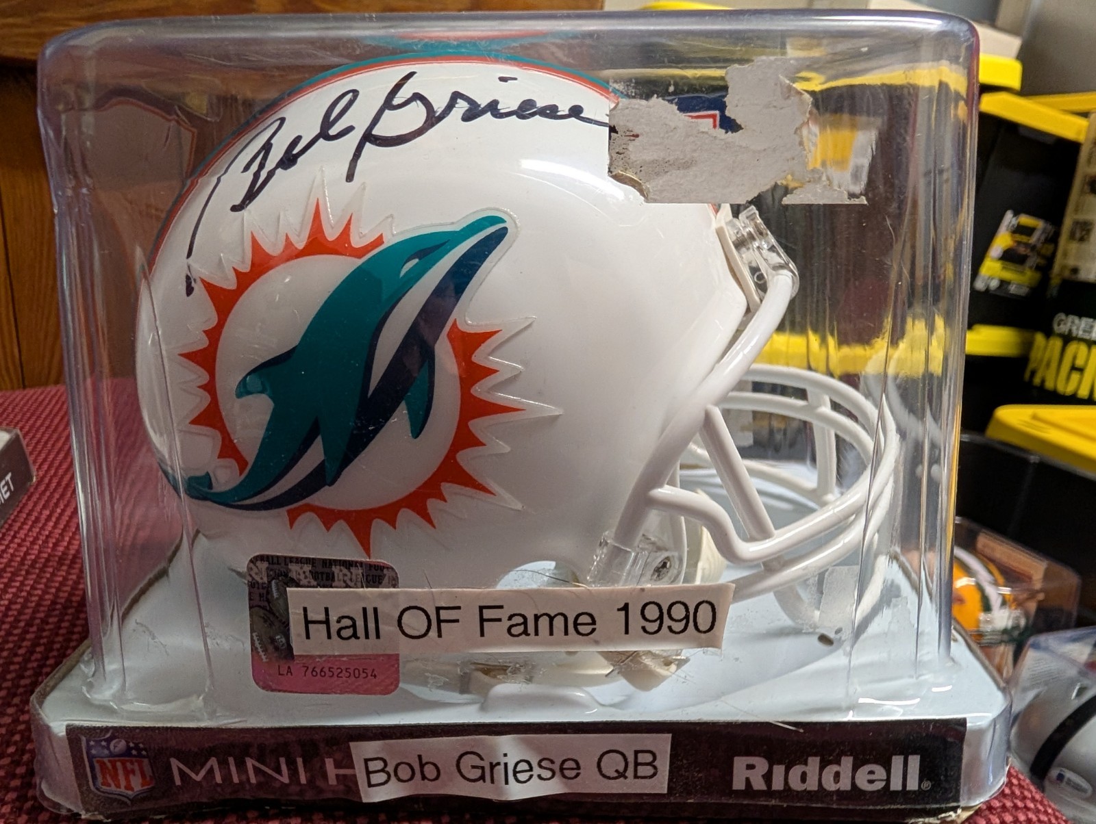 Miami Dolphins autographed signed mini helmet Coa Tristar Bob Griese