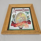 Vintage Budweiser Mirror Sign Beer Advertising Anheuser Busch Collectible Bar