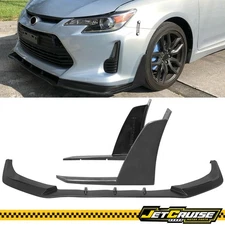 Fits 14-16 Scion TC V3 Style Unpainted Front Bumper Lip Splitter + Winglets PU