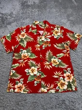 Vtg Island Wear Hawaiian Shirt Men XL Red Floral Tropic Beach Camp Made In USA