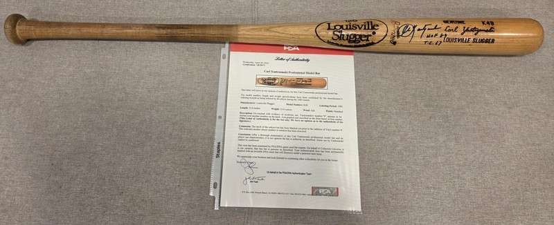 1983 Carl Yastrzemski Signed Auto HOF Game Used GU Uncracked LVS Bat PSA LOA