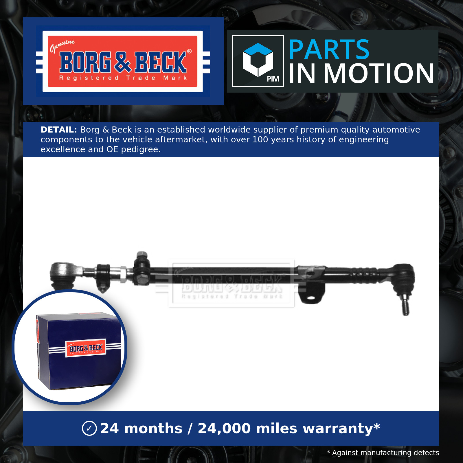 Steering Rod Assembly BDL6468 Borg & Beck QHG000050 QHG100010 QHG000040 Quality