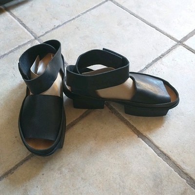 Trippen Reflect F Sandals Womens 40 US 9 Black Leather Platform Block Heel Y2K