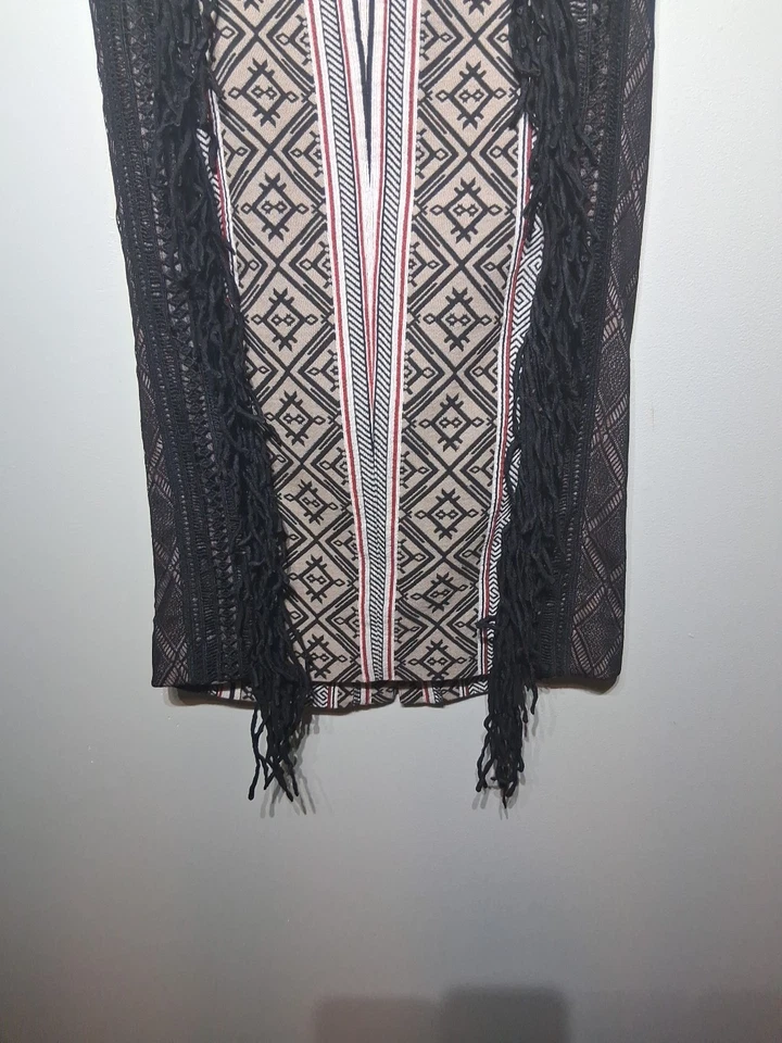 Byron Lars Beauty Mark Women's Midi Pencil Skirt Fringe Detail Size 8 - Image 3 of 4