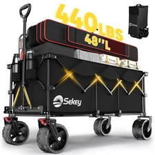 48''L Collapsible Foldable Extended Wagon with 440lbs Weight Capacity, Heavy ...