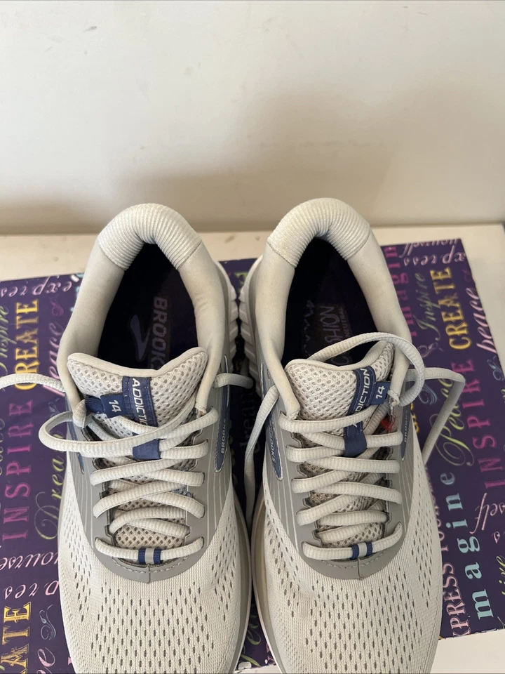 Zapatillas de running Brooks Addiction 14 1203061D077 grises y azules para mujer talla 8 B” Foto 4 de 4