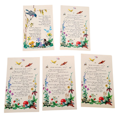 Lot ERICA VON KAGER Vintage UNUSED Greeting Card BROWNIE Robin Sparrow Bird