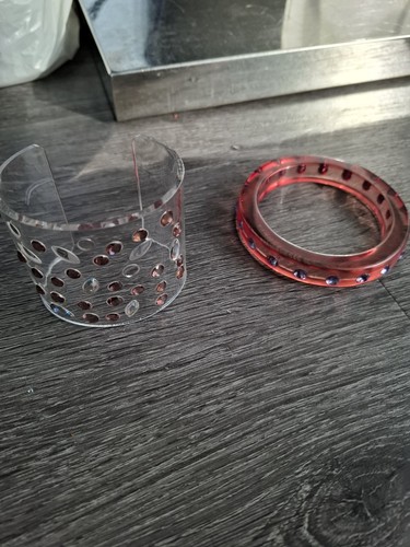 Brand New Set of 2 Ladies Dress Jewellery BRACELETS Clear & Pink Diamond Desig - Bild 3 von 3