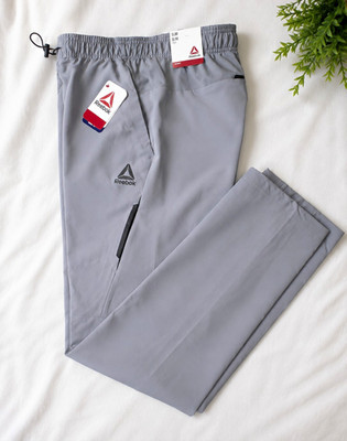 Reebok Men s Gray Jogger Pants M Slim Tapered Zip Pockets Drawstring