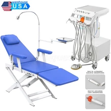 Portable Dental Delivery Unit Cart Air Compressor+Curing Light+Scaler/Chair 4H