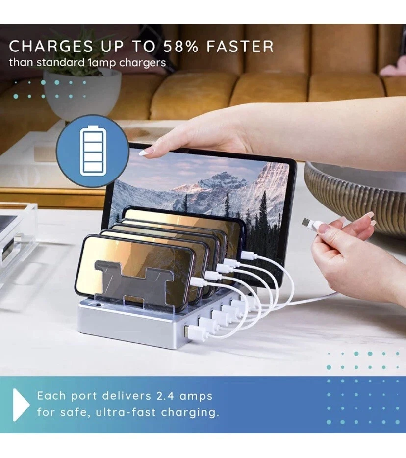 Hercules Tuff Multi-Device Charging Station - 6 USB Fast Ports + 3 USB Cables - Image 4 of 4