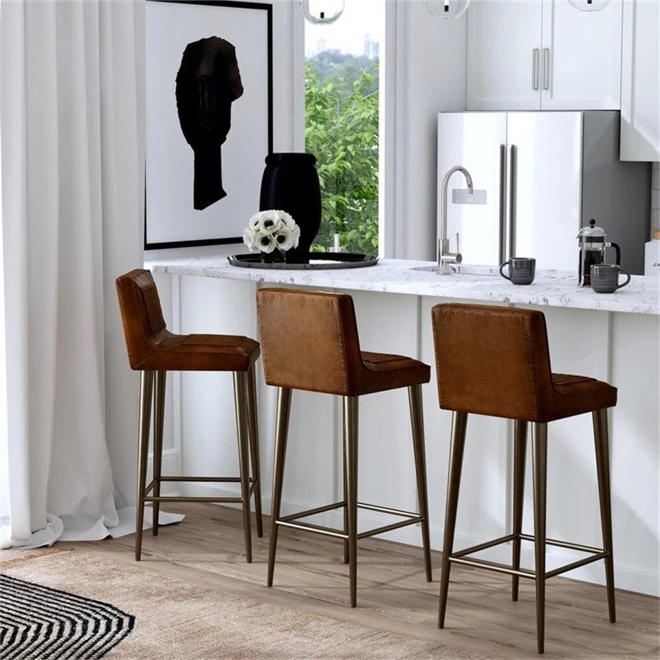 Taburete de bar Butler Specialty Company Maxwell 32" de cuero y metal - marrón/negro Foto 4 de 4