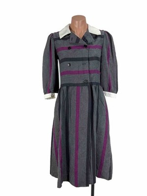 Vintage Joan Sparks for Daniel Barrett Striped Dress Sz 8 USA Secretary Pockets