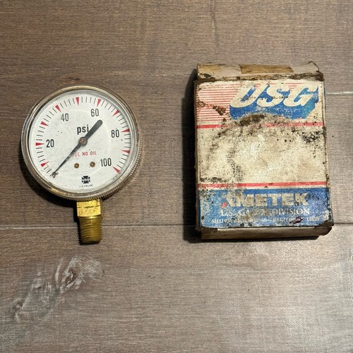 Vintage USG AMETEK 0-100 PSI Pressure Gauge Brass 2.5β Made USA