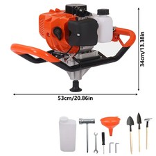 52CC Petrol Post Hole Borer Fence Earth Auger Digger + 3 Drill Bits + Extension