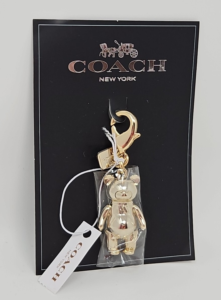🌟🌷NWT Coach Collectible Mini Gold Bear Clip on Pendant