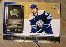 2023-24 UD Marcus Bjork Rookie Retrospective GOLD RR-17 Columbus Blue Jackets RC