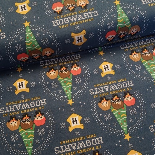 Repolón de algodón azul navideño de Harry Potter Hogwarts por 50 cm - Imagen 4 de 6