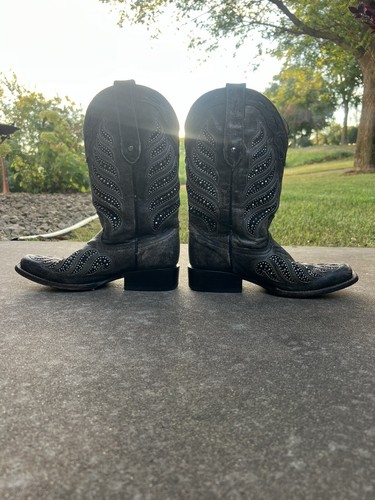 Corral grau Nieten Ledereinlage eckige Zehenpartie Cowboystiefel Western 8M Damen C2857 - Bild 6 von 15