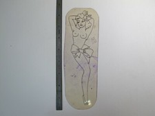 vtg 1930s-1950s Tattoo acetate stencil Chick Pose and Bow