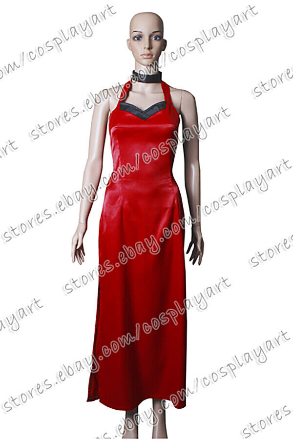 Resident Evil 5 Ada Wong Cosplay Costume Red Dress Full Set Halloween Party