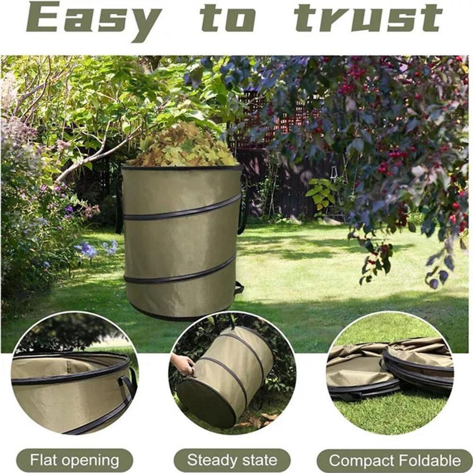 Garden Bag Tidy Waste Bin Grass Rubbish Bin, Reusable Garden Bag Waste
