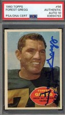 Forest Gregg Gem Mint 10 PSA DNA Signed 1960 Topps Rookie Autograph