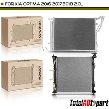 2x Radiator & AC Condenser with Drier Kit for Kia Optima 2016 2017 2018 L4 2.0L