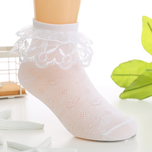 4 Pairs Baby Girls Lace Ruffle Frilly Princess Cotton Socks Chidren School Socks - Picture 10 of 18